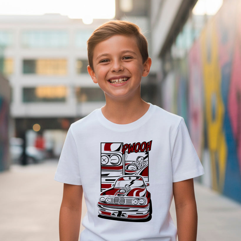 Kid T-shirt BM E30 Rouge – merch officiel Championnat de France de Drift